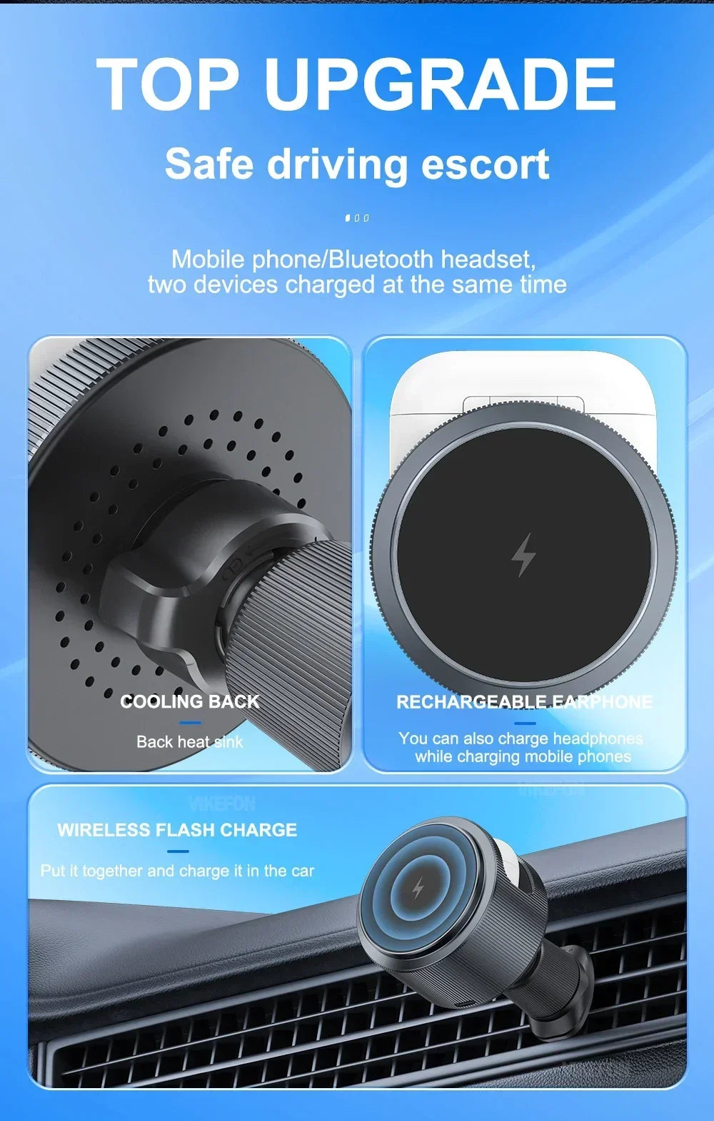 Magnetic 2 In 1 Car Wireless Charger Car Phone Holder Fast Charging Station Mount For  iPhone 16 15 14 13 12 Pro Max Airpods