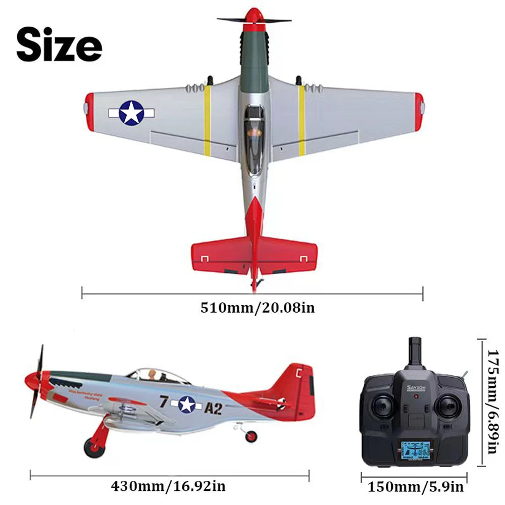 RC Plane 5CH 3D/6G Fixed-wing RC Airplane 2.4GHz P51D Mustang RTF for Adults Beginners Easy to Fly Removable Brushless Fighter