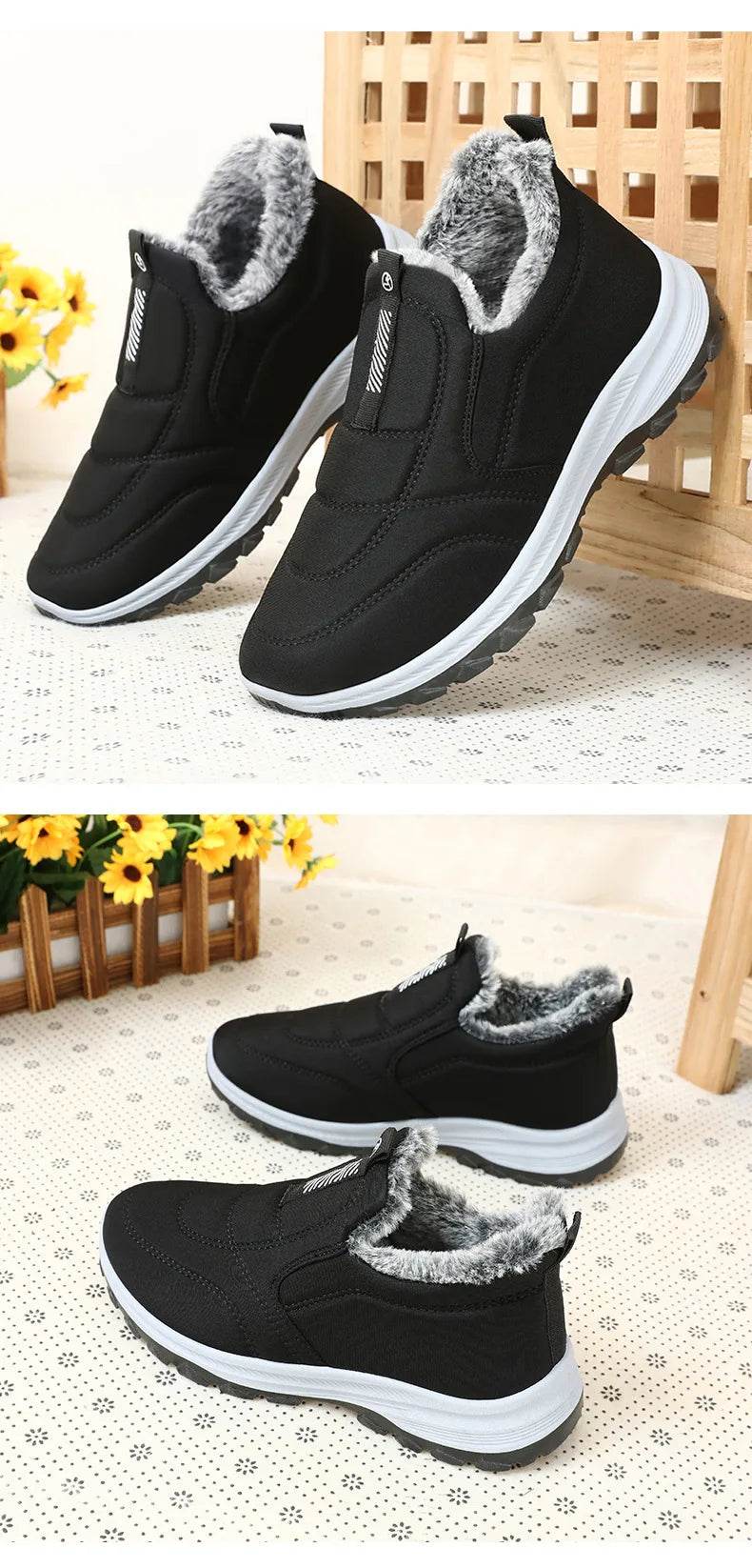 Winter Women Boots Outdoor Snow Boots Warm Lightweight Cotton Boot Non-slip Hiking Walking Shoes Fur Comfortable Women Ankle Boo
