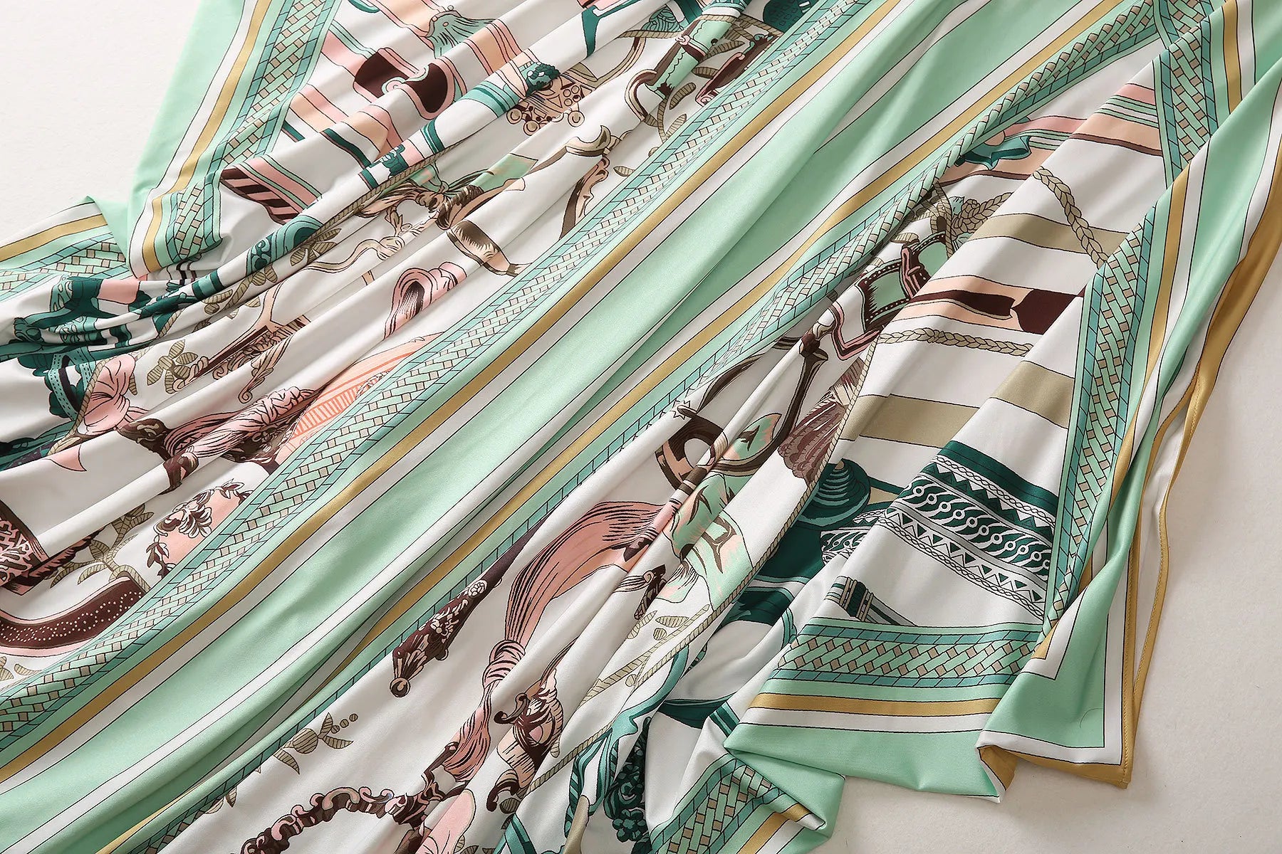 Kaftan Dress Floral Print Oversize Maxi | Luxury Designer Inspired Boho Chic Women Beachwear Summer Vacation Green High Quality