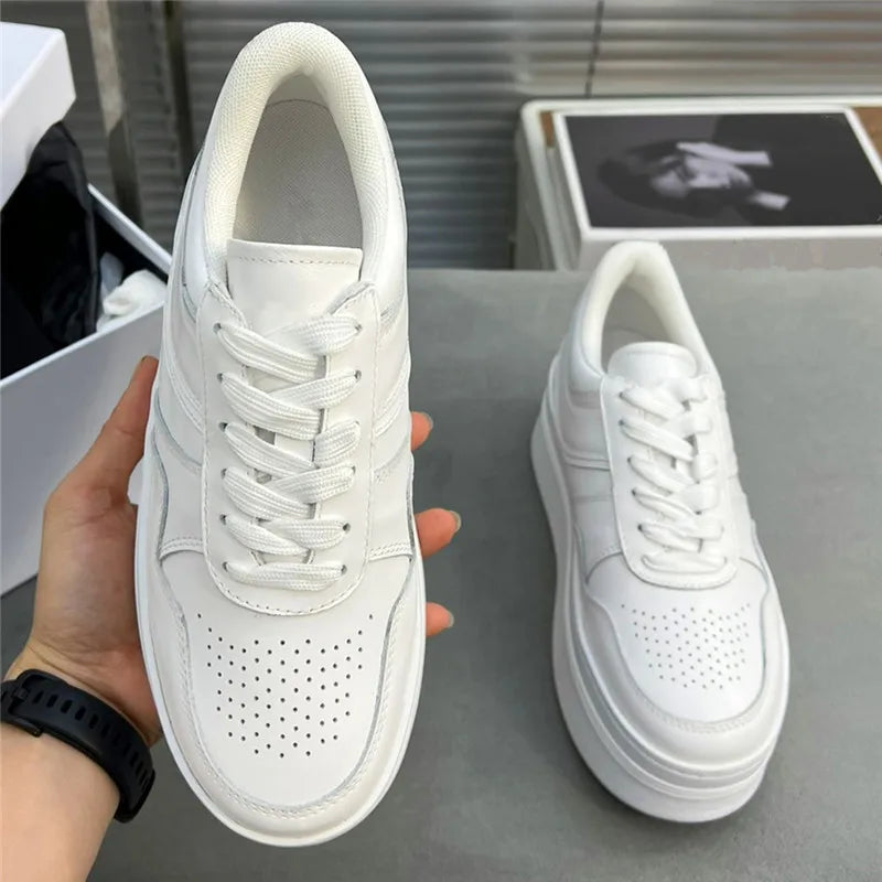 Spring and autumn women's sports shoes round toe increase thick sole cross strap design single shoes fashion casual sports shoes