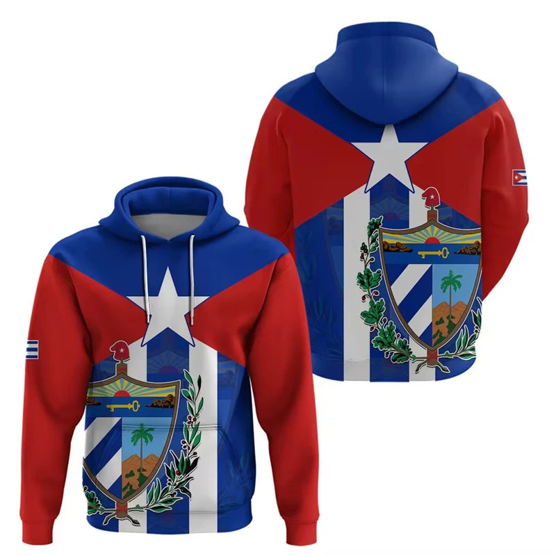 Fashion Cuba Flag Graphic Hoodie For Men New 3D Printing Cuban Pullover Sweatshirt Tops Plus Size Street Long Sleeve Hoodies