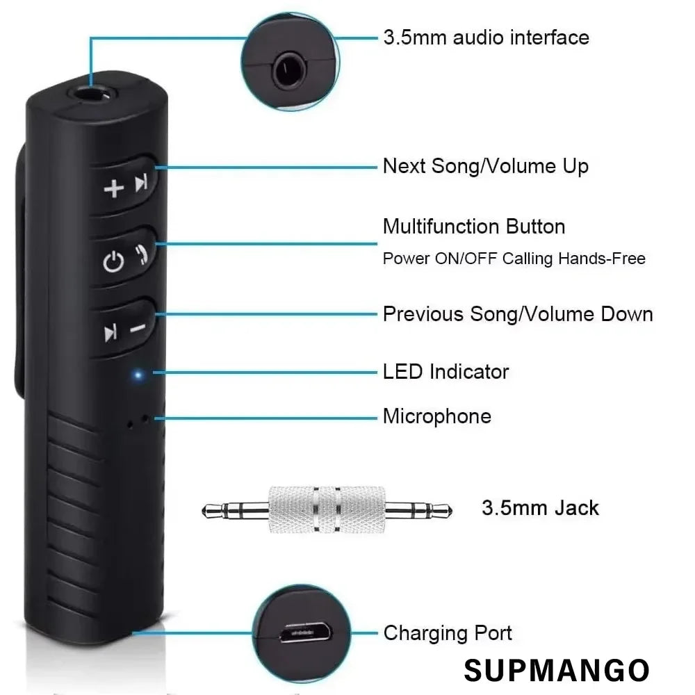 Wireless Adapter Bluetooth Compatible 5.0 Receiver Transmitter 3.5mm Jack For Car Music Audio Aux Headphone Reciever Handsfree