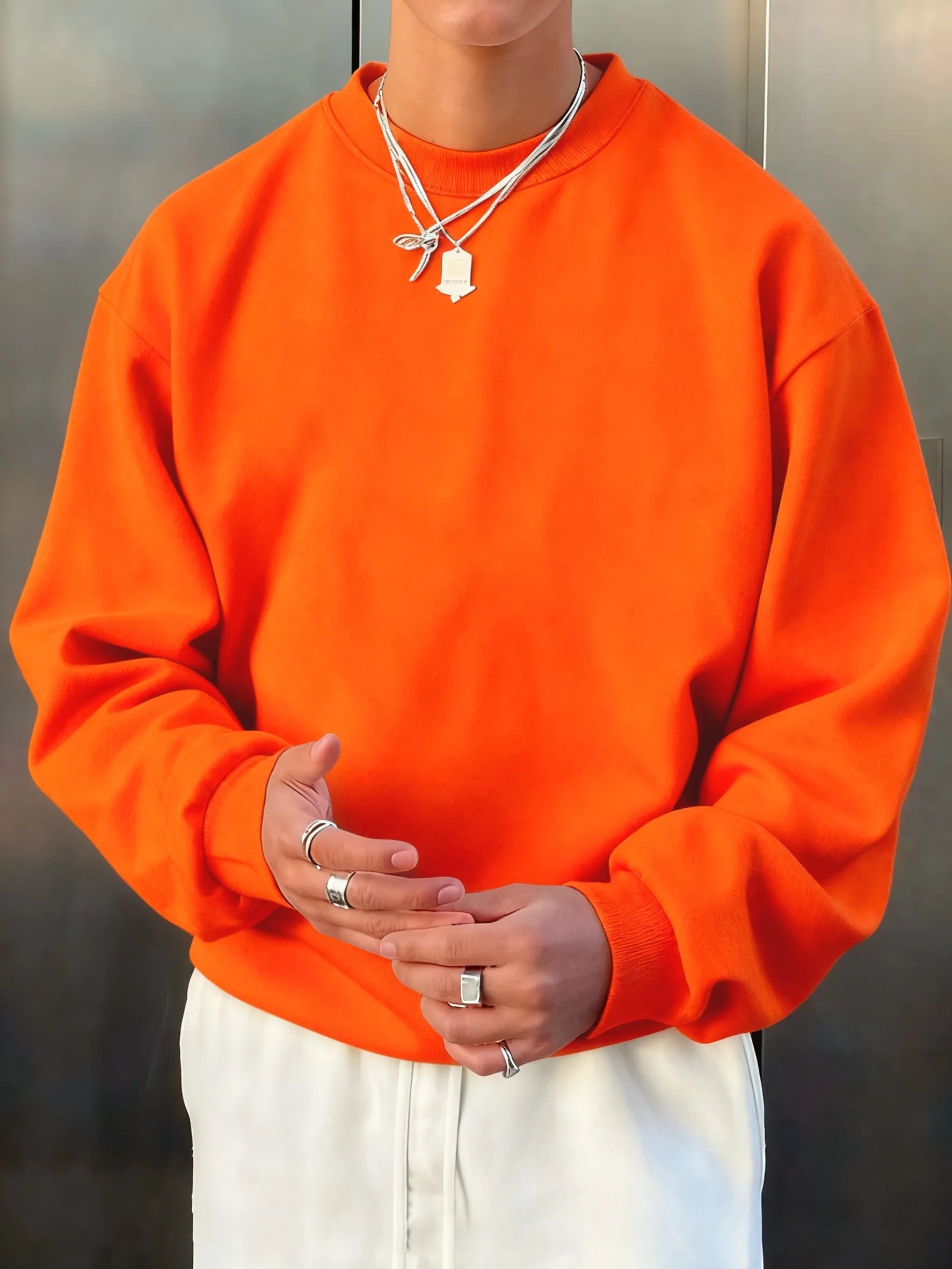 Man'S Fleece Autumn Top Street All-Match Pullovers Comfortable Basics Sweatshirts Sport Casual Sportswears Daily Soft Clothing