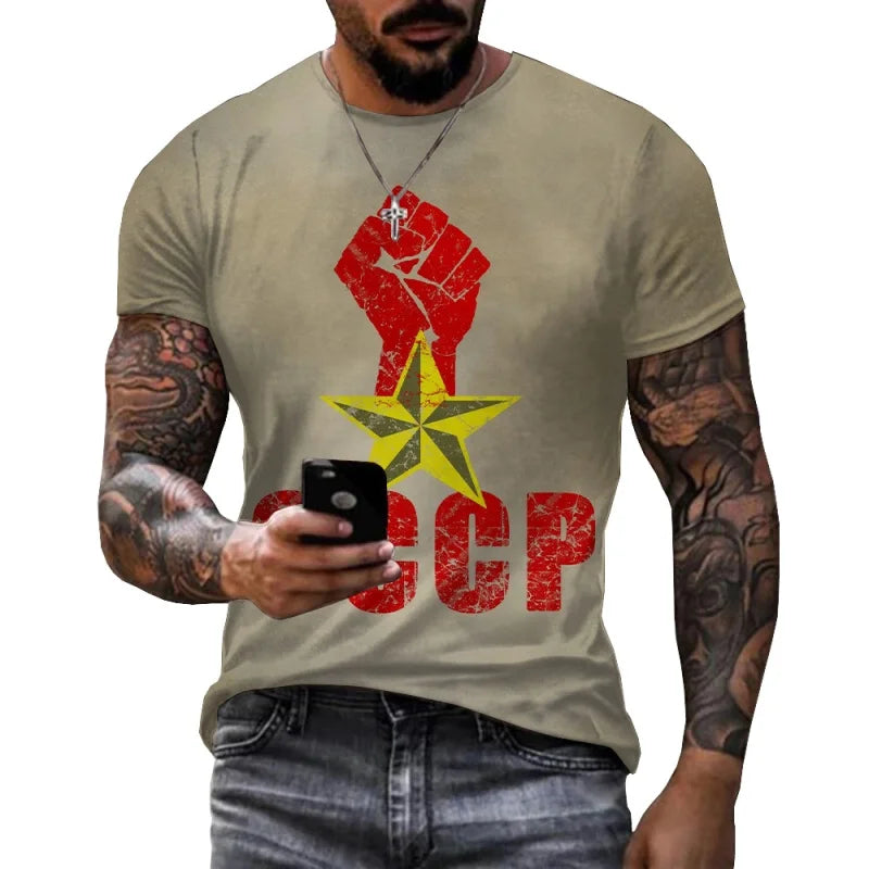 Russia Flag Pattern T Shirt For Men National Emblem 3D Printed T-Shirts Summer Casual Round Neck Tees Loose Short Sleeve Tops
