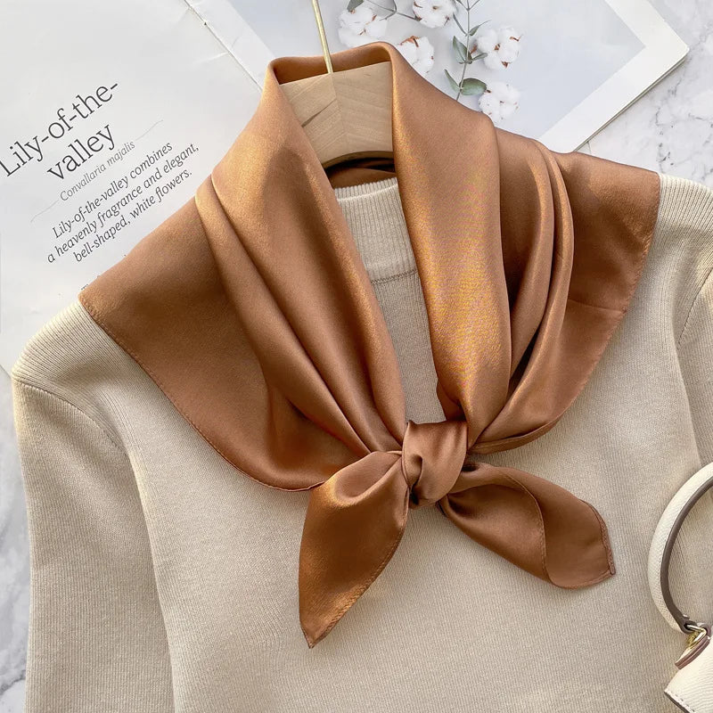 70Scarf 100% Silk Bandana Women Square Scarves Wrap Kerchief Mulberry Spring Fashion Luxury High Quality Headband Hijab Shawls