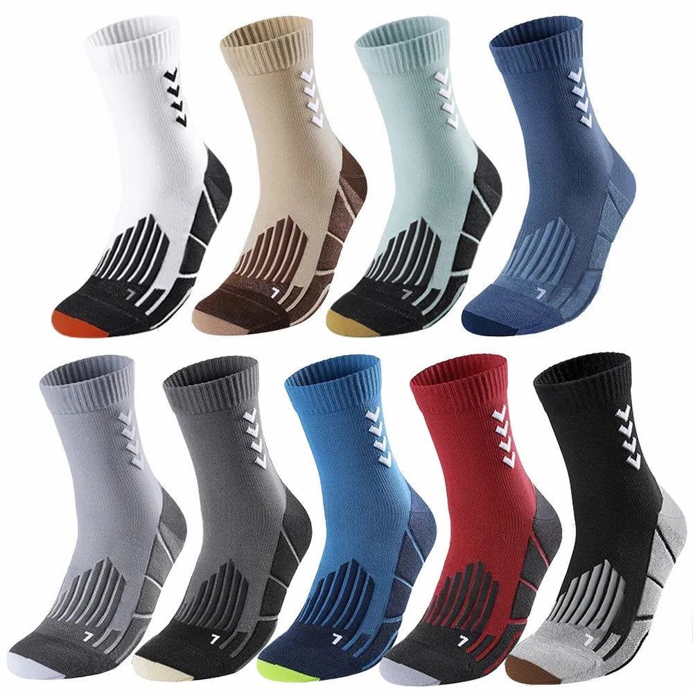 Sports Cycling Socks Breathable Anti-Slip Moisture-Wicking Football Socks Cushioned  Men Middle Tube Athletic Basketball Socks