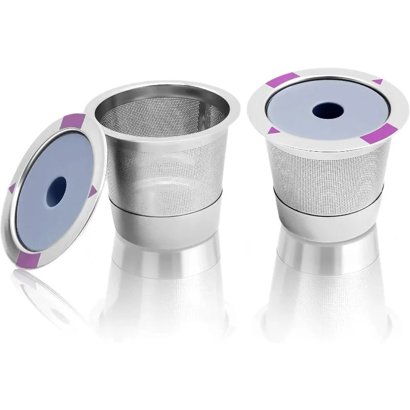 2 Pack Reusable K Cups,Universal Stainless Steel Reusable Coffee Pods,Refillable Single K Cups for K 2.0 and 1.0 Coffee Maker