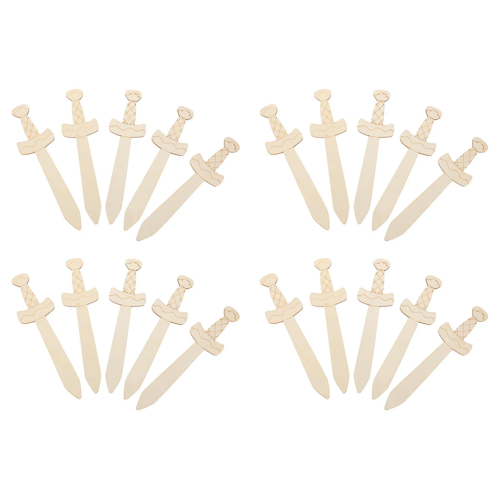 20Pcs Wooden Swords to Decorate Unfinished Pirate Swords Painting Crafts for Kids DIY Art Party Classroom Projects Wood Craft