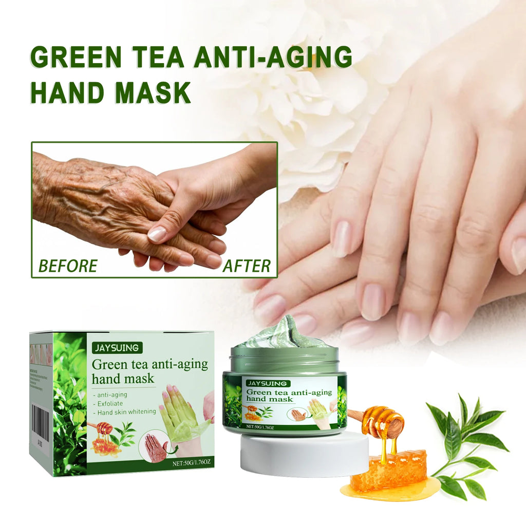 Green Tea Anti-Wrinkle Hand Mask - Hydrating & Moisturizing, Firms & Revitalizes Hand Skin