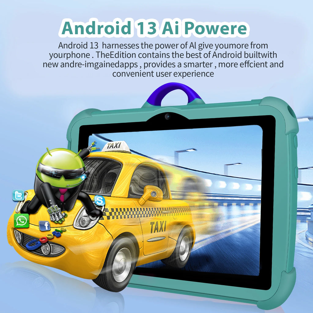 7 Inch Kids Tablet PC with Android 13 Quad Core 4GB RAM 64GB ROM Educational Learning Children's Favorite Cheap Simple Design