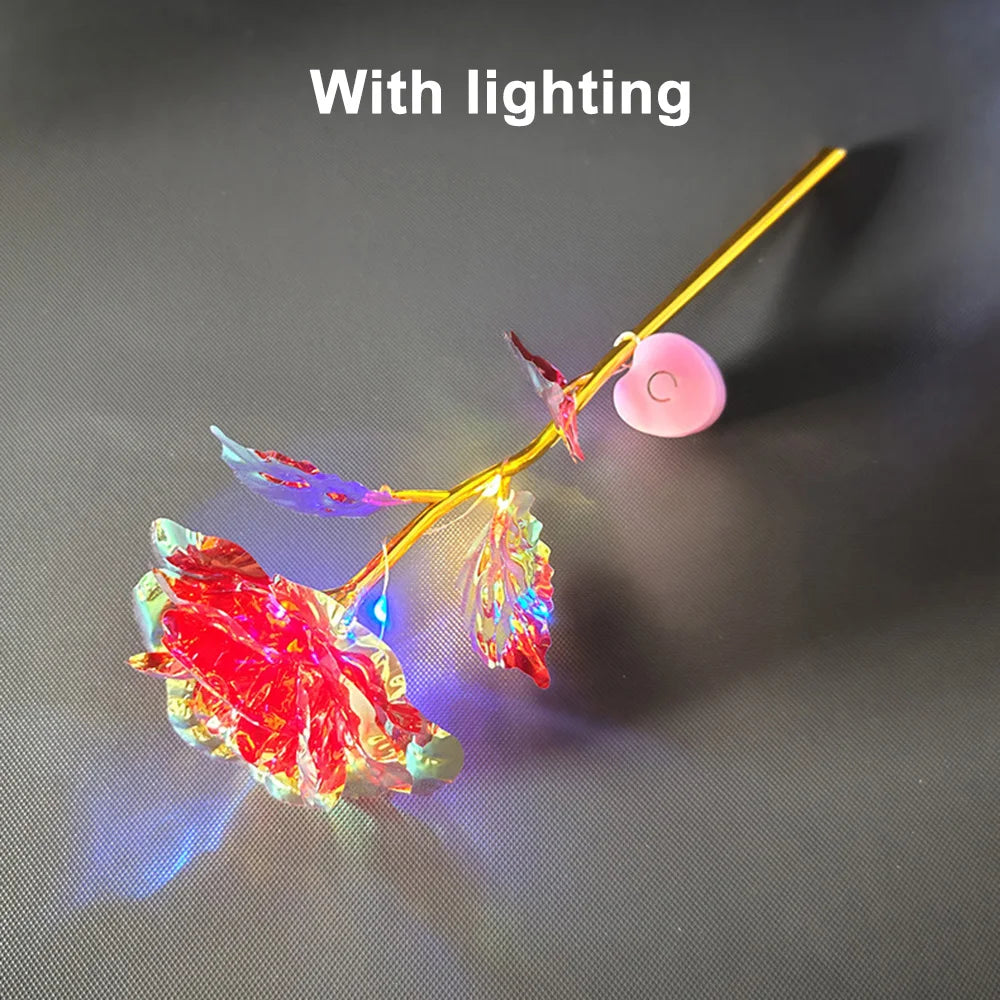 Led Valentine's Day Mother's Day Gift 24K Foil Plated Roses Artifical Flowers Wedding Decor Lover Lighting Roses Creative Gift