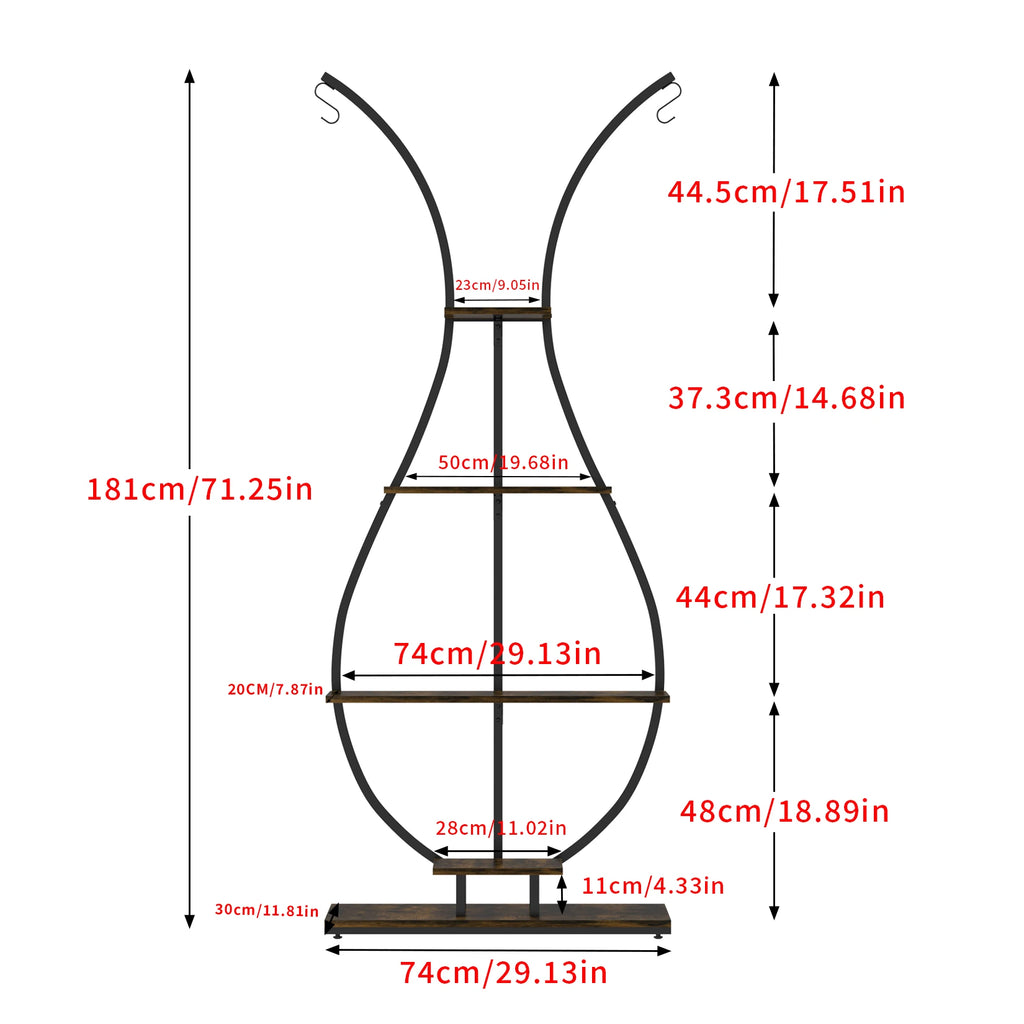 Large Vase Shaped Plant Stand 5 Tier Planter Display Rack Garden Flower Pot Holder for Home Patio Decor