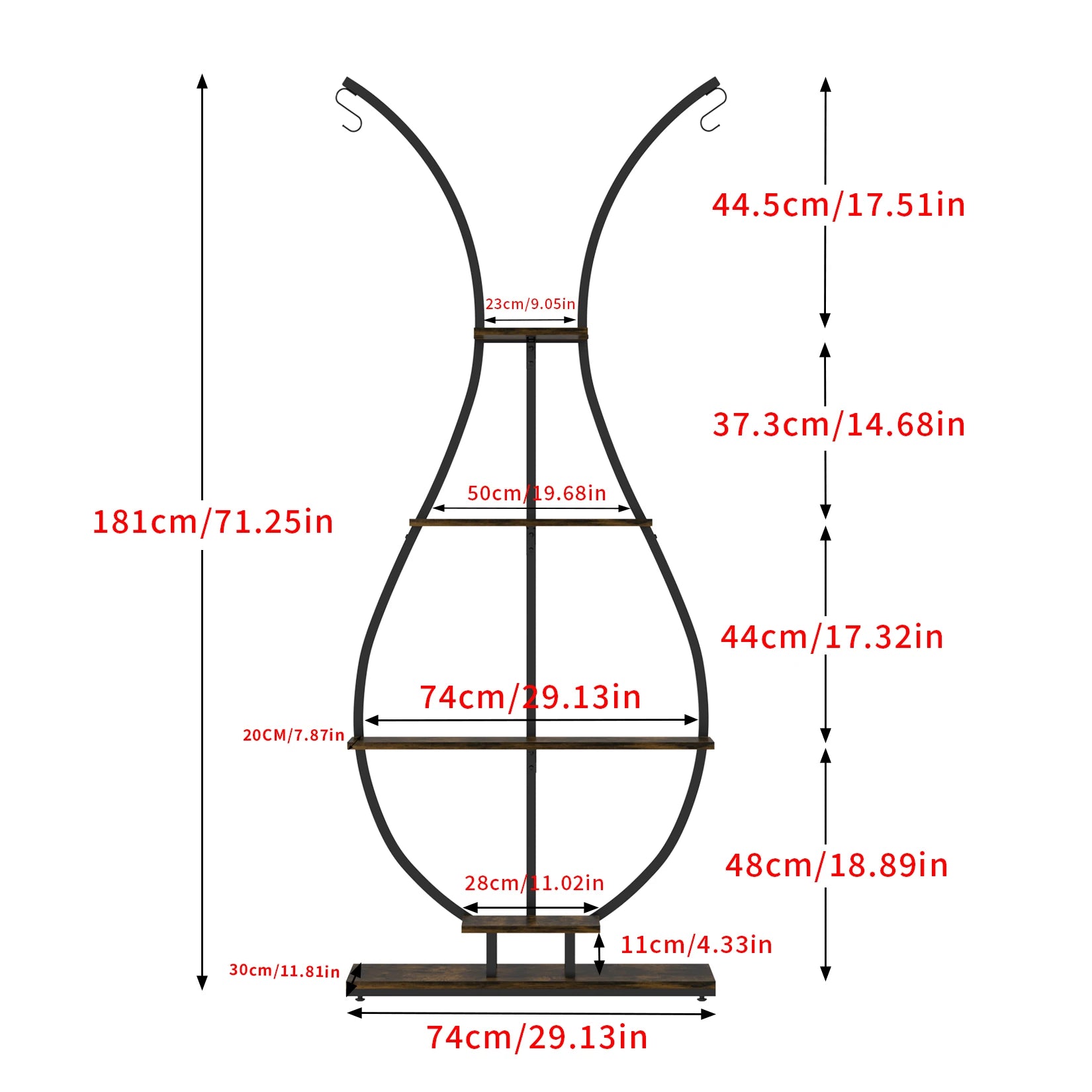 Large Vase Shaped Plant Stand 5 Tier Planter Display Rack Garden Flower Pot Holder for Home Patio Decor