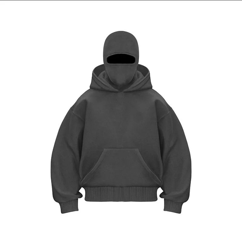 2025 Hot New Men's Balaclava Hoodies Half Zip Up Pullover Double Hooded Fleece Sweatshirt Unisex Fall Winter Outfits For Men