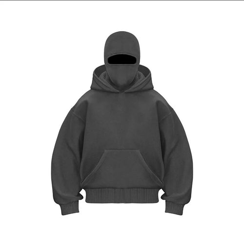 2025 Hot New Men's Balaclava Hoodies Half Zip Up Pullover Double Hooded Fleece Sweatshirt Unisex Fall Winter Outfits For Men