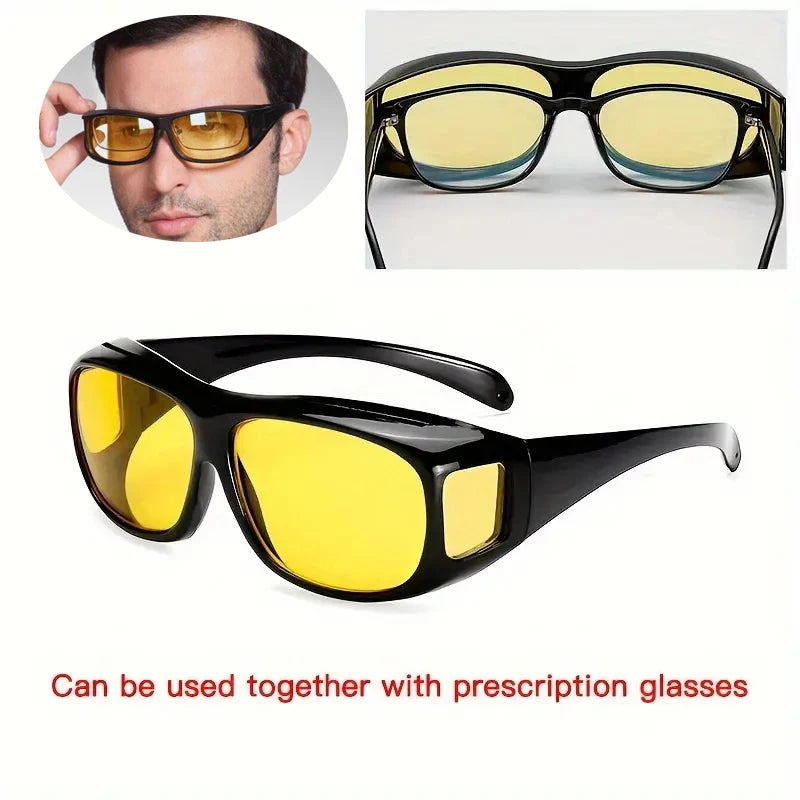 Night Vision Glasses For Women Men Outdoor Sports Oversized Driver Anti-Glare For Night Driving Can With Prescription Glasses