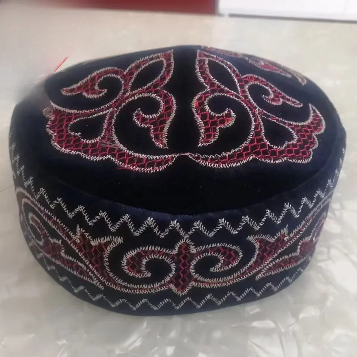 Kazakh Style Caps for Women Men Dancing Party Hats Fashion Black Blue Kufi Muslim Hijab Handmade Embroidery Ethnic Hat