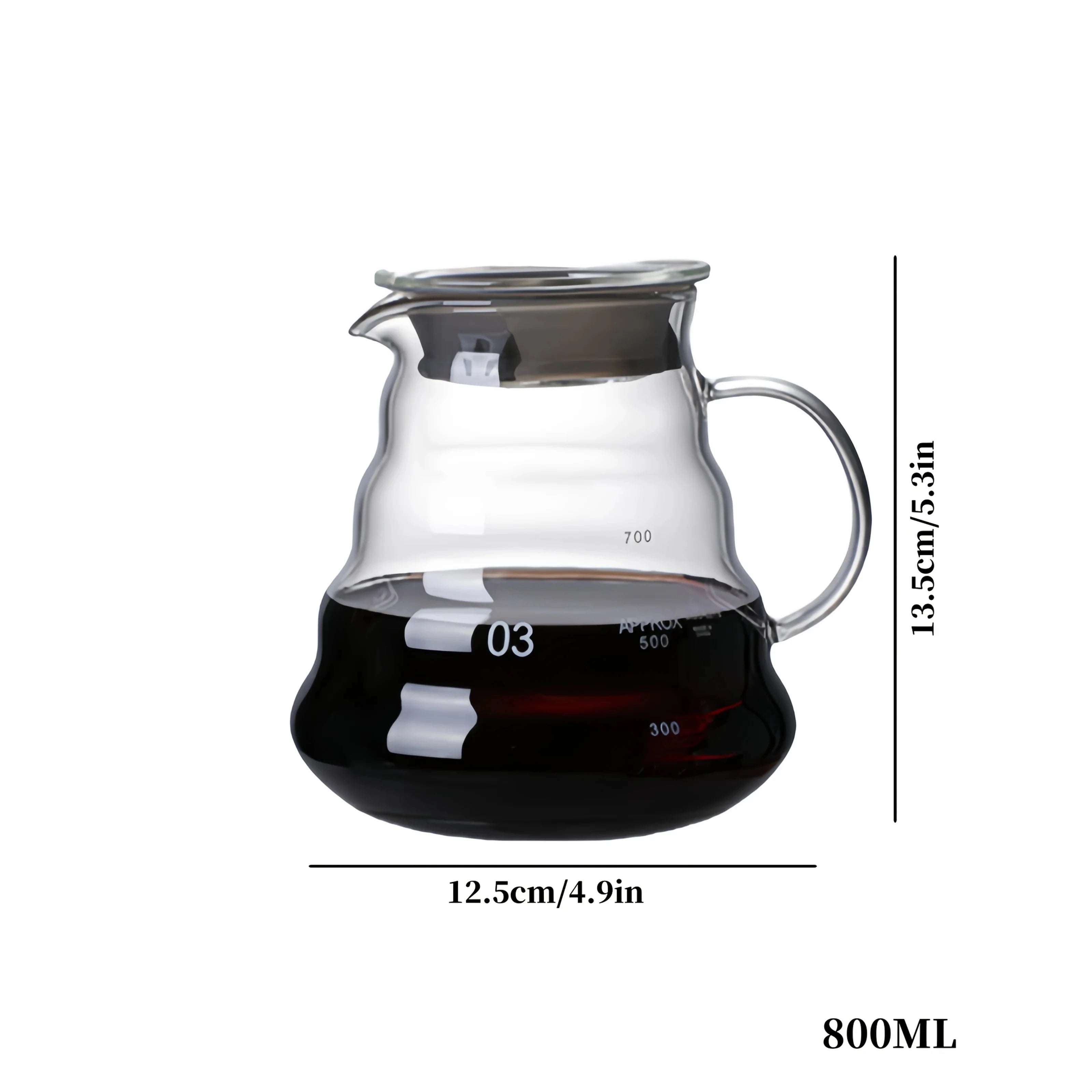 Handmade Glass Coffee Carafe with Filter Set Pour over Coffee Pot Tea Brewing Server Includes Coffee Extraction Cup