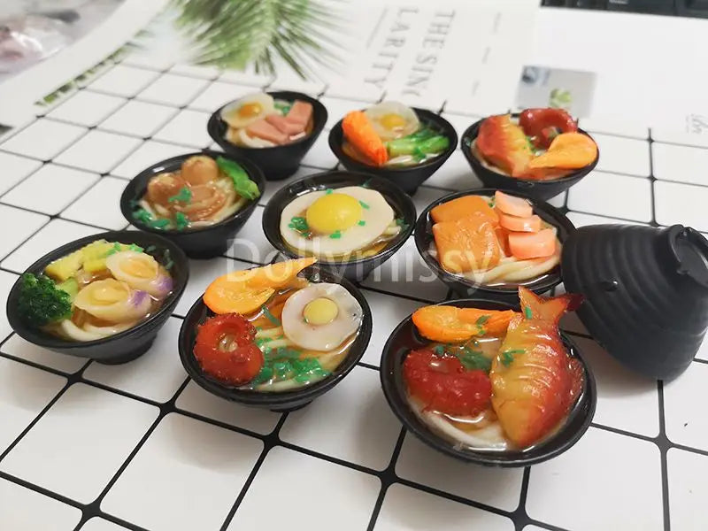 2PCS 1:6 Scale Dollhouse Miniature food Japanese Seafood Noodles Pretend Kitchen food for Blyth,1/6 Doll Accessories - Free Item.