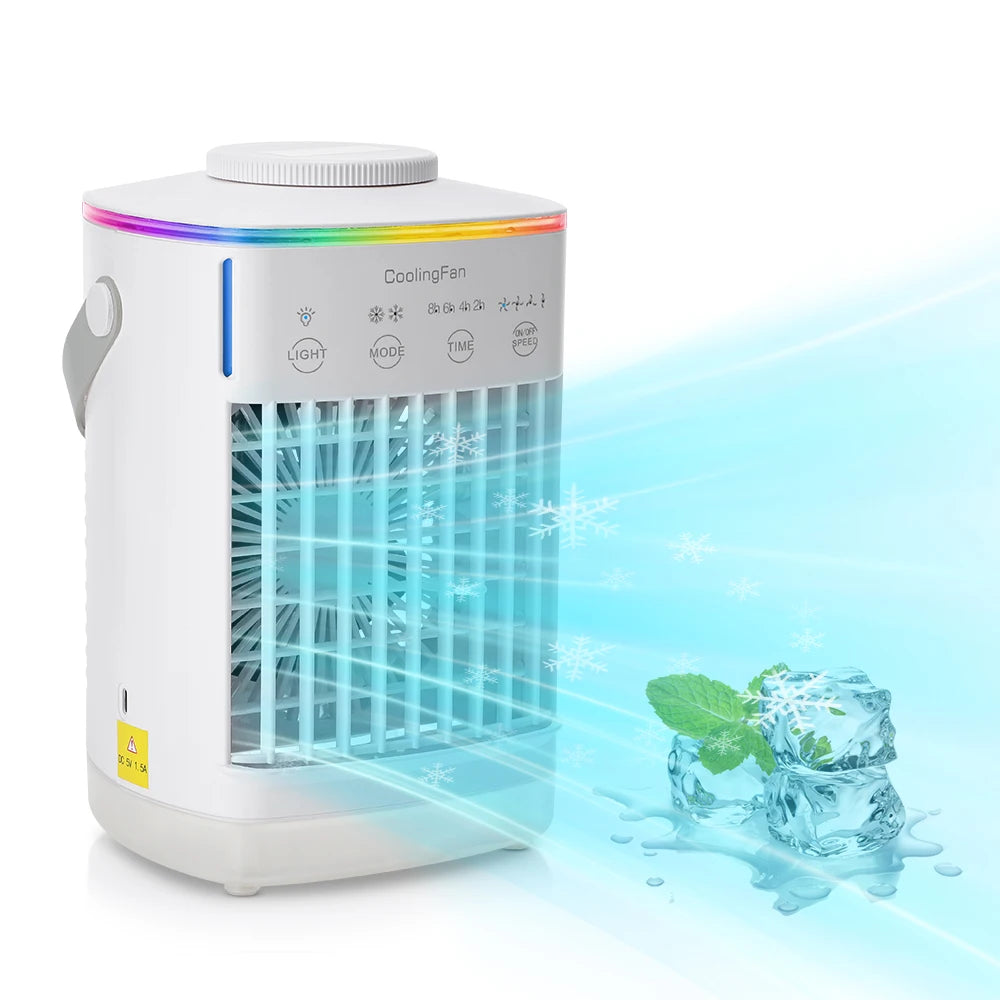 3 In 1 Fan AIr Conditioner Household Small Air Cooler LED Night Light Portable Humidifier Air Adjustment Fan Office Home Fan