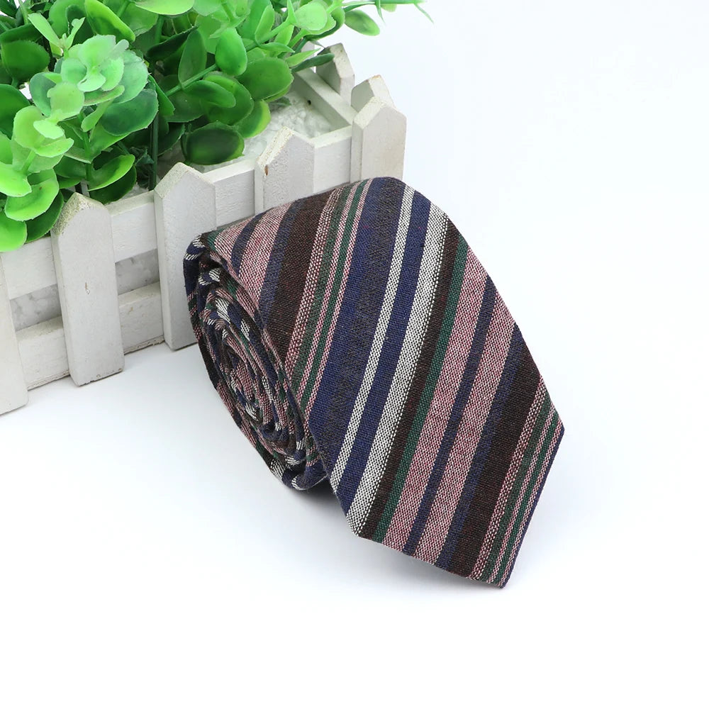 Classic Fashion Tie Men's Striped Necktie Formal Wear Business Suit Cotton Ties Male Female Skinny Slim Colourful Cravat Gifts