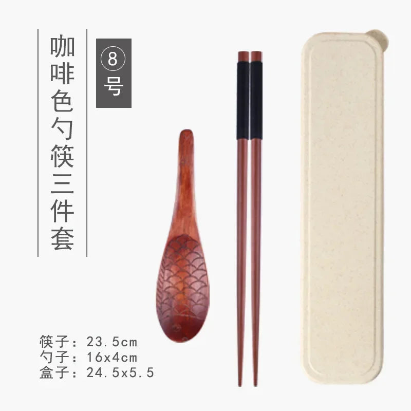 Handmade Dinnerware Cutlery for Kitchen, Wooden Spoon & Fork Dinner Kit for Rice, Soups, Cereal, Home Tableware - Free Item
