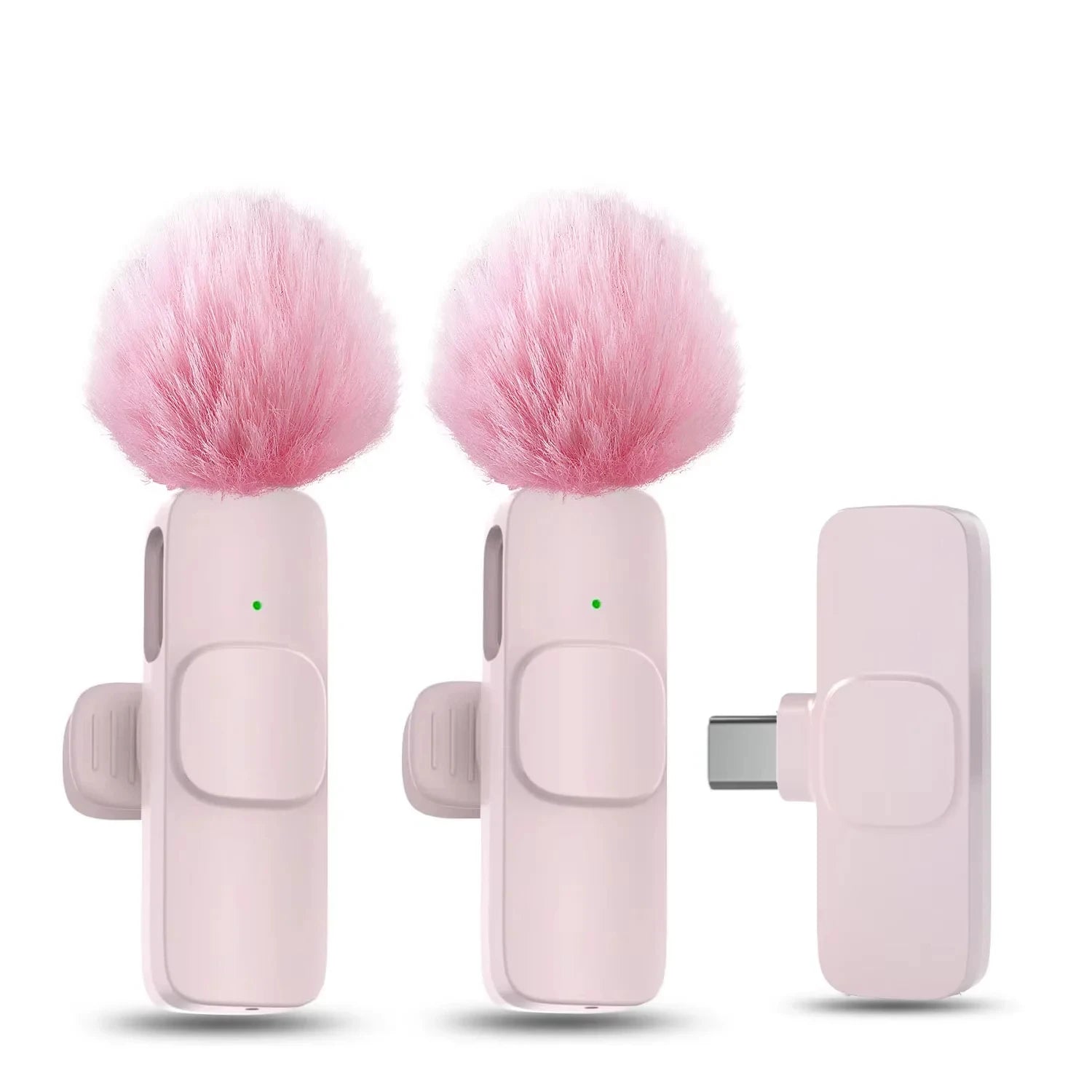 Pink &White K60 Wireless Lavalier Microphone Smartphone,Clip On Lapel Mic Plug-Play Microphone For Video Audio Recording