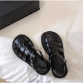 Summer Fashion Genuine Leather Thick-soled Mid-heeled Sandals Casual Comfortable Women's Shoes Hollow Pig Cage Women's Sandals