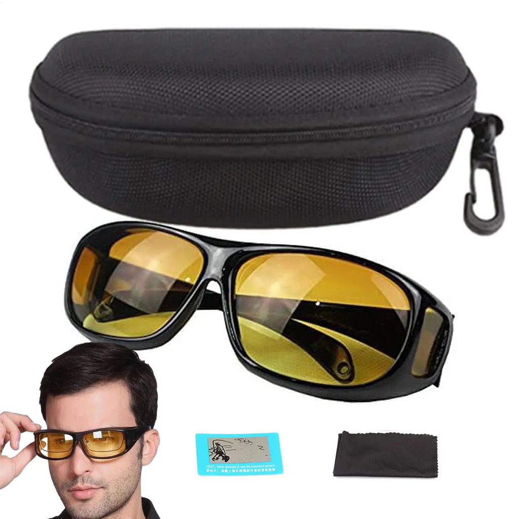 Motorcycle Driving Goggles Car Night Vision Sunglasses Unisex Driver Night Day Driving Wrap Around Anti Glare Sun Glasses
