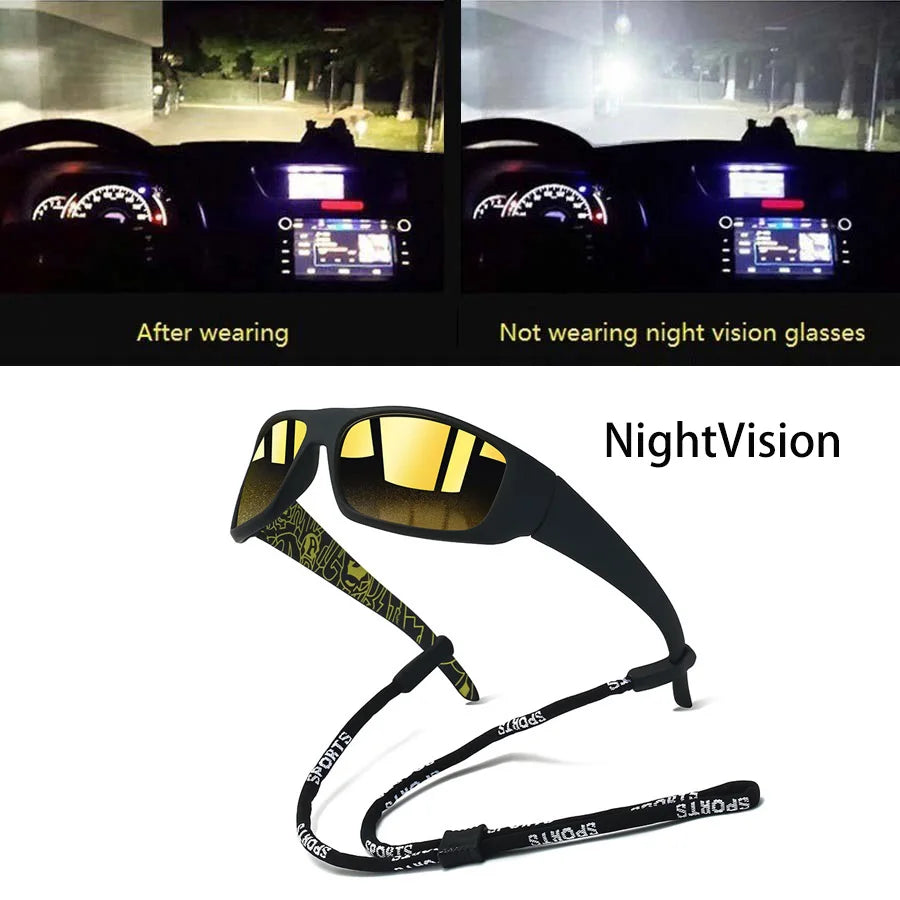 Fashion Vintage Sunglasses with Chain for Men And Women Driving Fishing Sports Running Mountaineering Safety Goggles