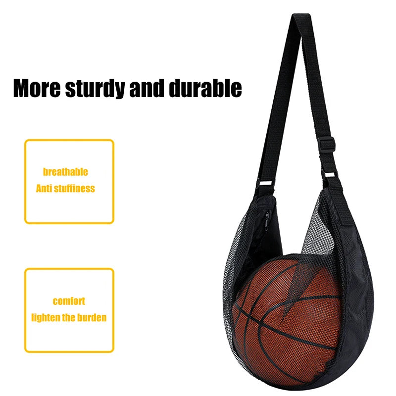 Sports Storage Bag with Zip Closure and Mesh Pocket for Easy Ball Carrying