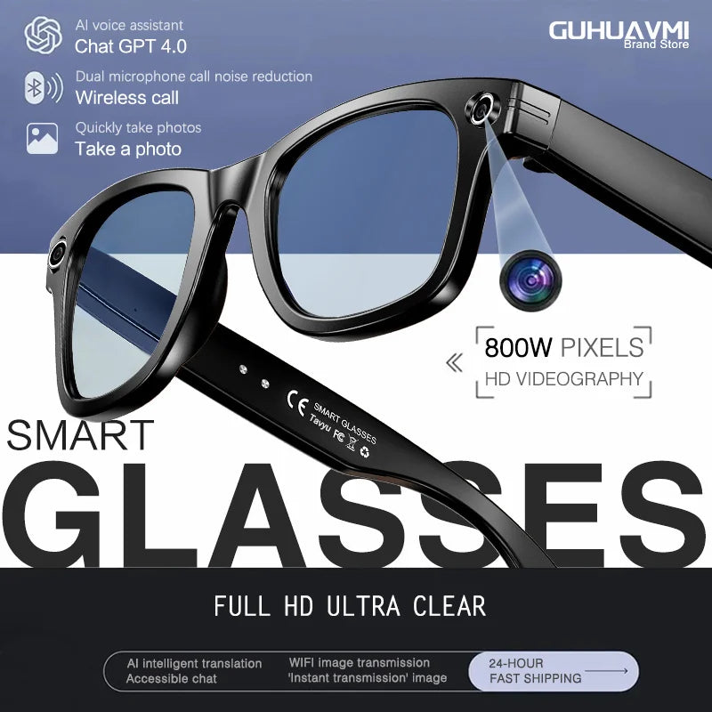 2026 New Upgrade AI smart glasees With 8MP Camera Video Recording AI Photo Recognition HD Call Voice Translation Sunglasses Man