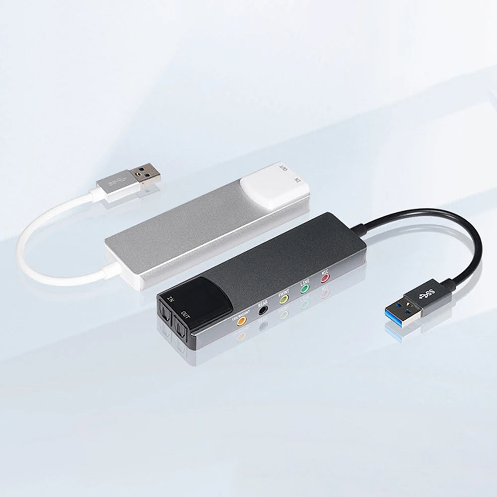USB Sound Card Aluminium Alloy External Audio Card AC-3 DTS Headphone Adapter Soundcard 7.1 5.1 Channel Optical for PC Computer