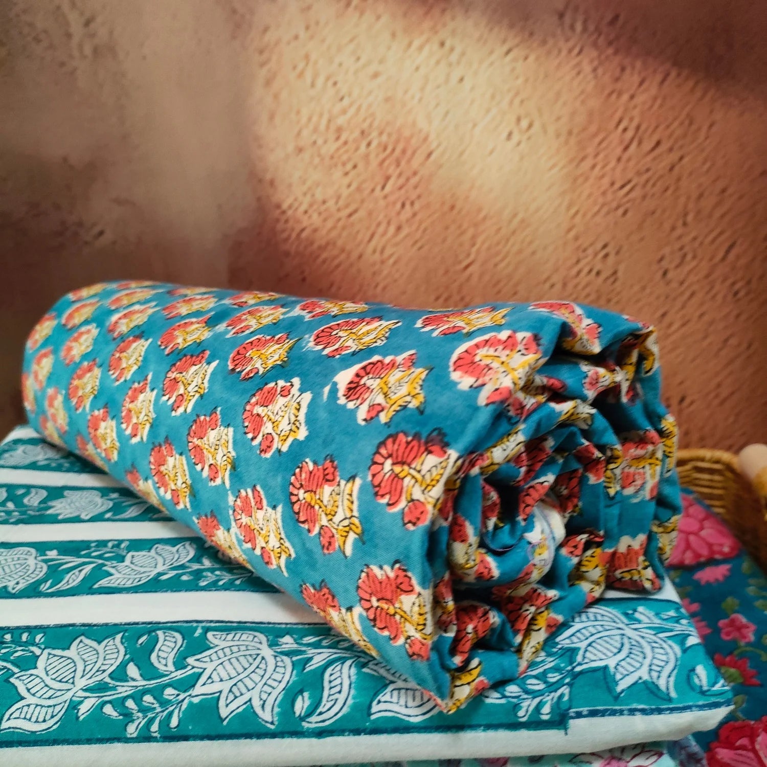 Indian Cotton Fabric Handcrafted Indian Dressmaking Material Hand Block Print Floral cotton fabrics for sewing