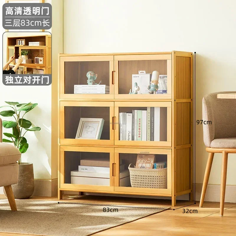 Home Living Room Furniture Stand Storage Cabinet Modern Rattan Bamboo Living Room Cabinet Changhong Glass Door Layered Shelf jl