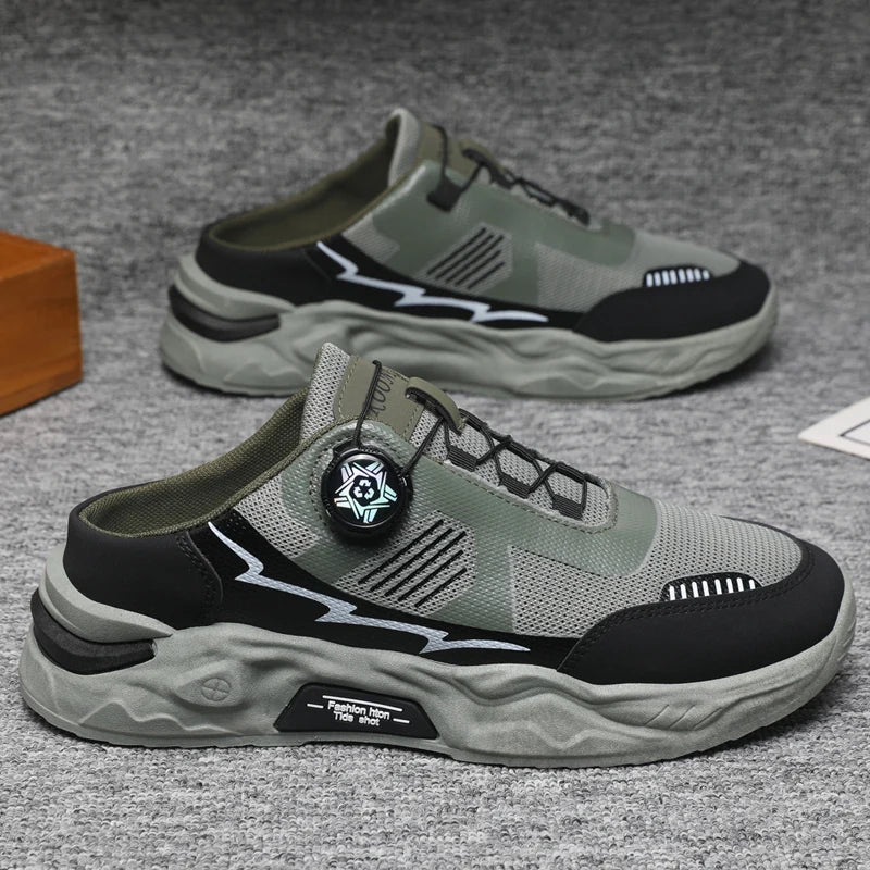 Casual Sneakers - Equipped with a Rotating Button – Comfortable, Non-Slip, and Durable Soles – Stylish Two-Tone Design, Suitable for Casual Wear, Sports, and Outdoor Activities