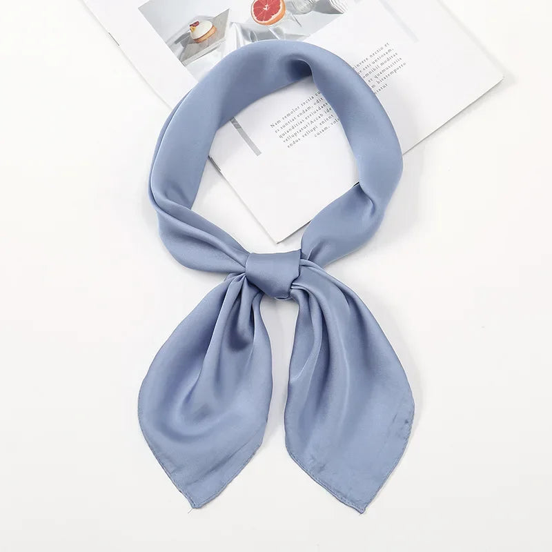 70cm Solid Color Simple Silk Scarf Women Imitation Silk Fashion Versatile Headwear Bag Accessories Clothing Square Scarf