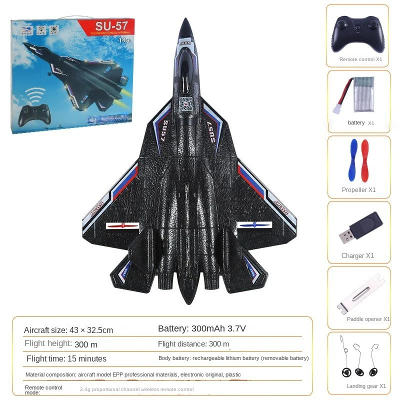 Rc Plane SU 57 Radio Controlled Airplane with Light Fixed Wing Hand Throwing Foam Electric Remote Control Plane