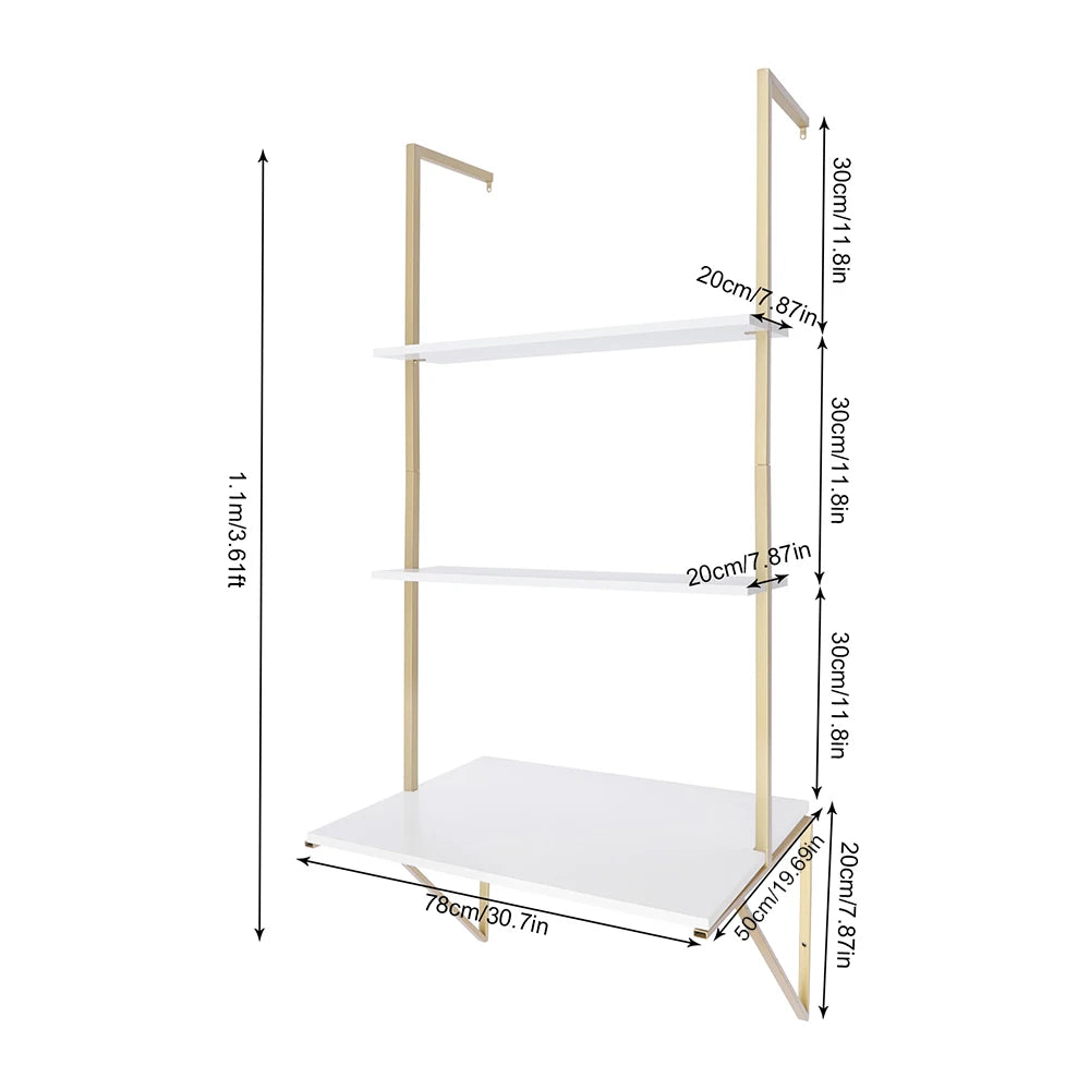 CNCEST 3 Tier Standing Desks Ladder Desk Wall Mounted Shelf Floating Shelves Bookshelf Decorative Hanging Display