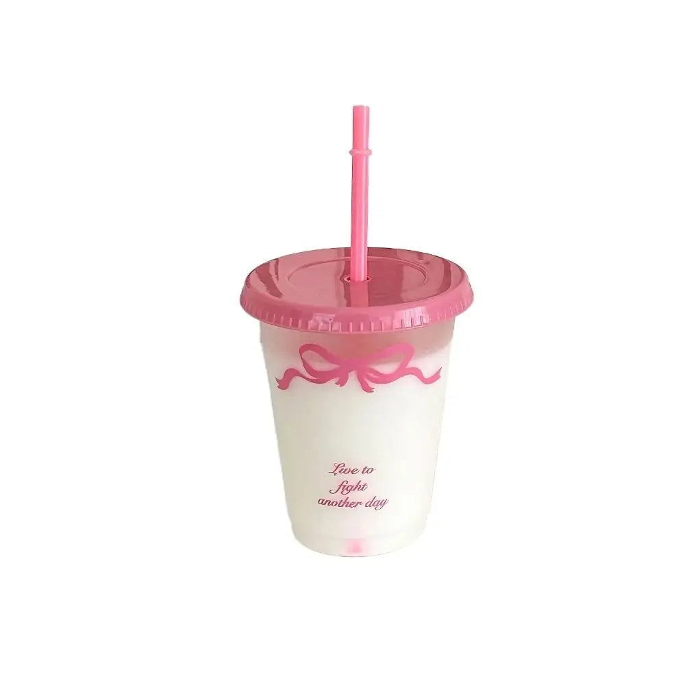 Kawaii 470/700ml Straw Cup with Lid Korean Water Bottle Plastic Reusable Drinking Bottles Coffee