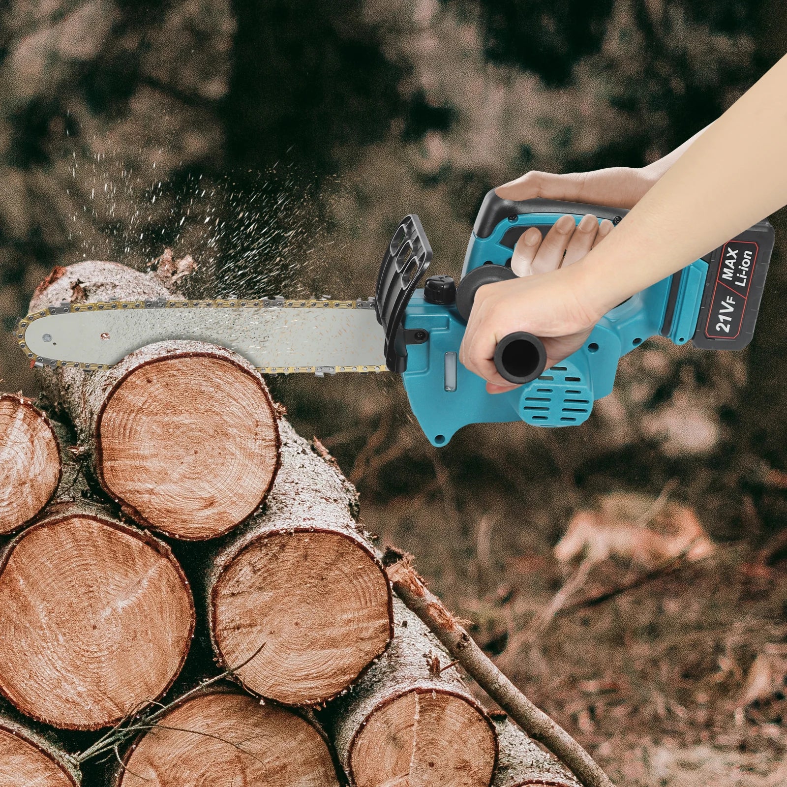 1000W Cordless Brushless Chainsaw 12", 32.81ft/s Cutting Speed w/2600mAh Battery for Wood Cutting & Tree Pruning (US Plug)