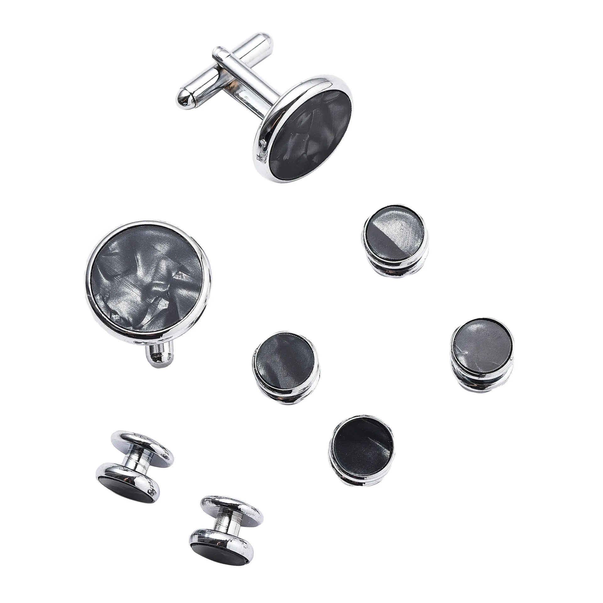 Mens Cufflinks and Studs Set for Tuxedo Shirts Business Wedding Party Cuff Links Classic Accessories Tie Clasp Collar Clips Gift