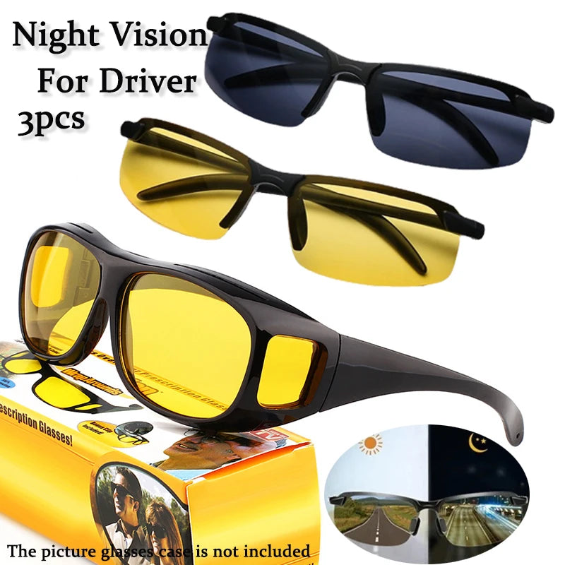 Night Vision Glasses For Women Men Outdoor Sports Oversized Driver Anti-Glare For Night Driving Can With Prescription Glasses