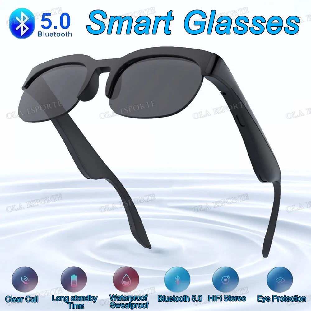 New Smart Bluetooth V5.3 Sunglasses Glasses Call Outdoor Sports Headphones HIFI Black Technology Anti-touch UV For Men And Women