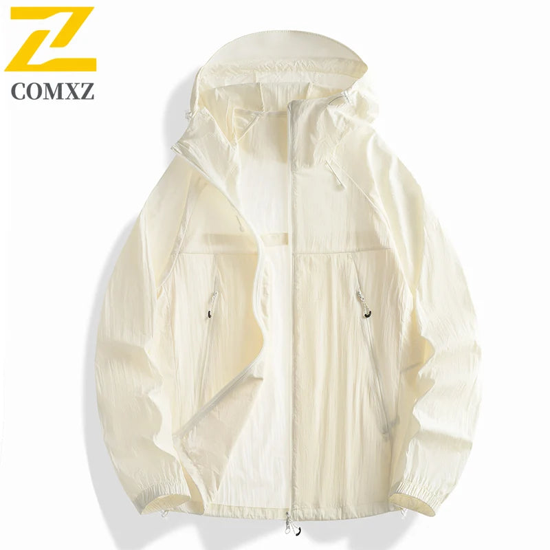 2025 Skin Sun Protection Jacket Men's Summer high quality UV Lightweight Ice Silk Hooded Coat Outdoor Riding Fishing Windbreaker