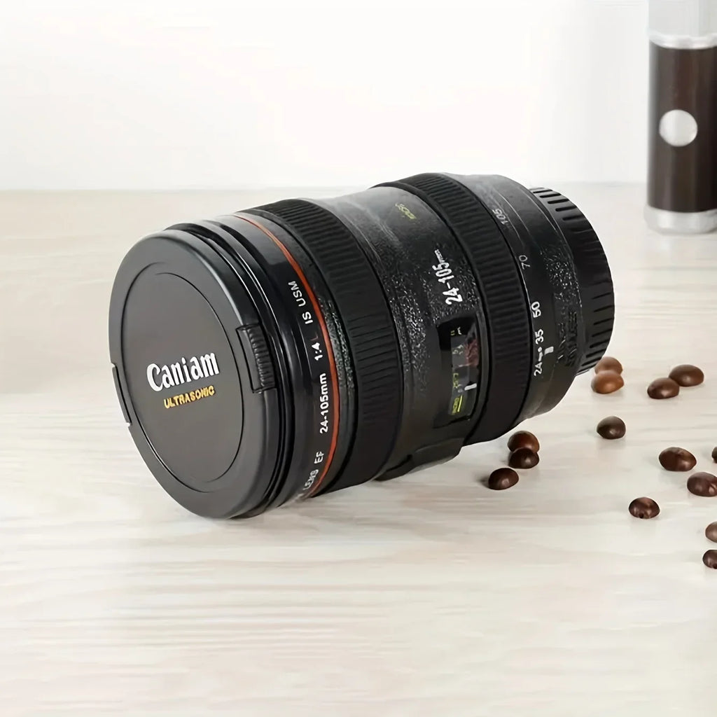 1pc Mini SLR Camera Lens Mug Plastic Coffee Mug With Keychain Portable Travel Wine Cup Stainless Steel Drinkware Creative Gift