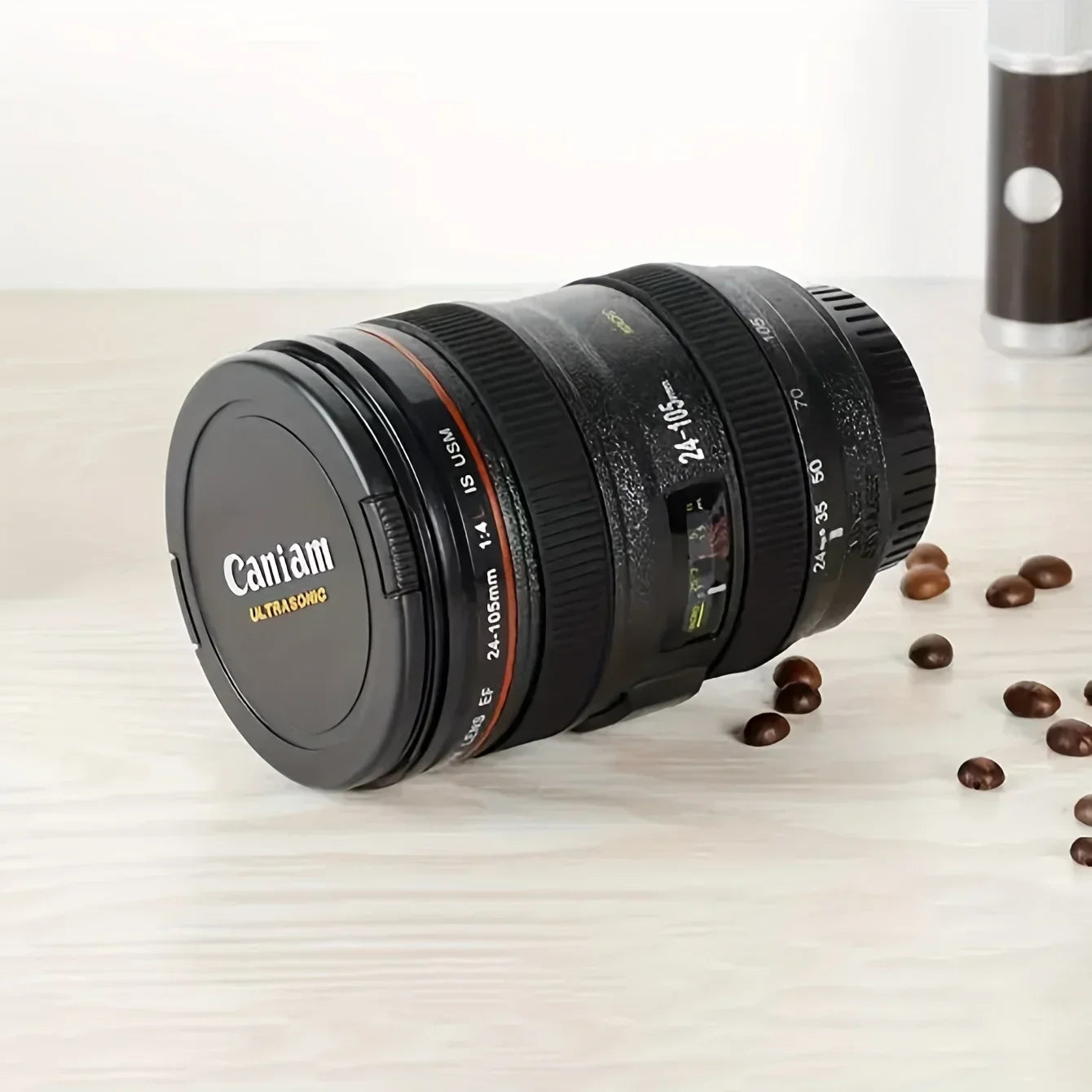 1pc Mini SLR Camera Lens Mug Plastic Coffee Mug With Keychain Portable Travel Wine Cup Stainless Steel Drinkware Creative Gift