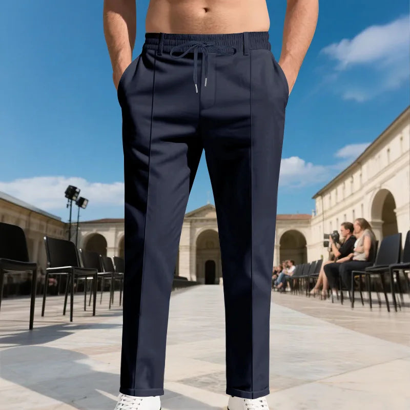 Men's Solid Color Large-Sized Form-Fitting Business Casual Pants Simple Design for Professional And Everyday Wear