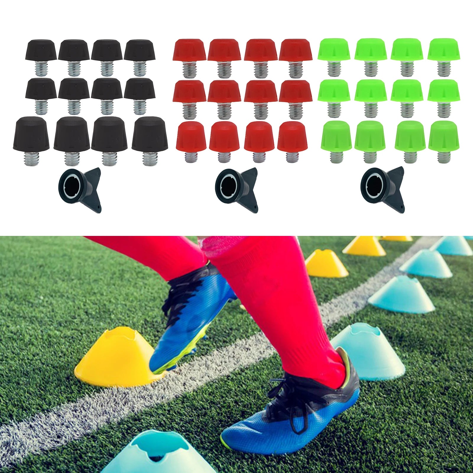 12Pcs Football Boot Spikes Rugby Shoes Studs Portable Screw in with Wrench for Adidas Football shoe Replacement Athletic Sneaker - Free Item